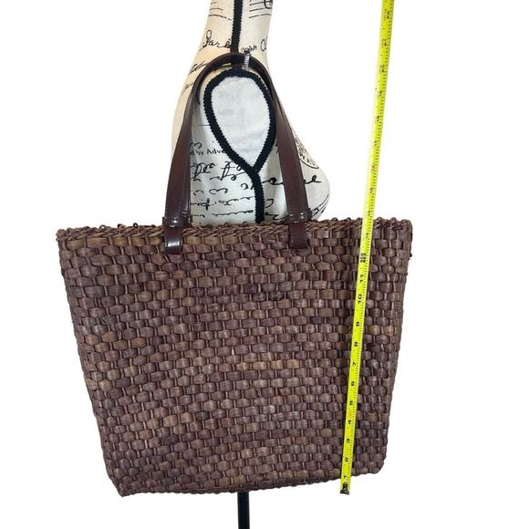 CORN-HUSH BROWN STRAW TOTE BAG 16’x 14’ CLOTH LINEN BOHO BEACH BAG VERSATILE - Picture 5 of 15